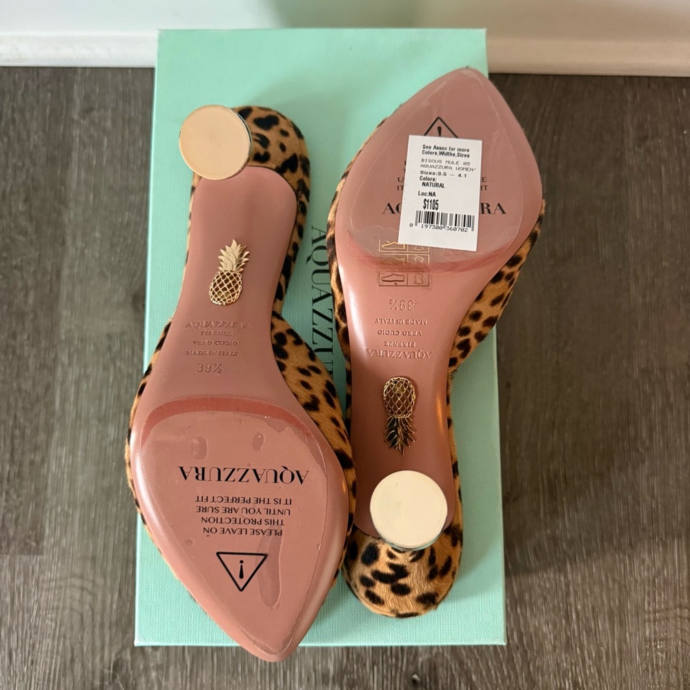 AQUAZZURA Bisous 85 leopard-print calf hair mules - Picture 7 of 9